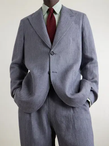 Oliver Spencer Wilkins Pinstriped Linen Suit Jacket - Men | Thumbnail 6