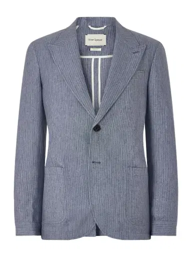 Oliver Spencer Wilkins Pinstriped Linen Suit Jacket - Men | Thumbnail 1