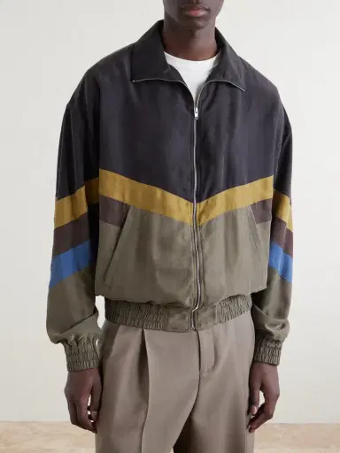 Valentino Garavani Silk Striped Zip-Up Jacket - Men | Thumbnail 3