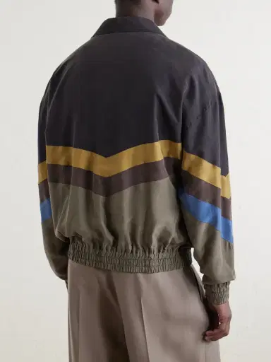 Valentino Garavani Silk Striped Zip-Up Jacket - Men | Thumbnail 4