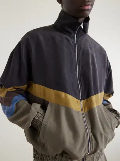 Valentino Garavani Silk Striped Zip-Up Jacket - Men | Thumbnail 5