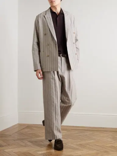 NN07 Jordin 10058 Double-Breasted Striped Cotton-Blend Herringbone Suit Jacket - Men | Thumbnail 2 NN07 Jordin 10058 Double-Breasted Striped Cotton-Blend Herringbone Suit Jacket - Men | Thumbnail 2