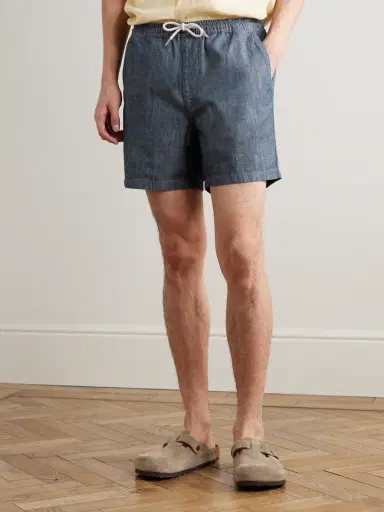 NN07 Gregor 10056 Straight-Leg Cotton-Chambray Drawstring Shorts - Men | Thumbnail 3