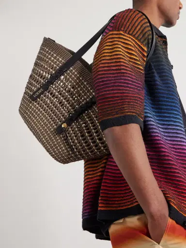 Loewe Paula's Ibiza Logo-Embellished Leather-Trimmed Palm de Iraca Leaves Tote Bag - Men | Thumbnail 3