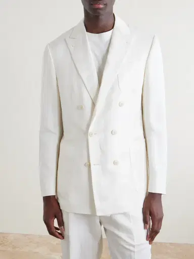 Canali Double-Breasted Linen and Silk-Blend Suit Jacket - Men | Thumbnail 3 Canali Double-Breasted Linen and Silk-Blend Suit Jacket - Men | Thumbnail 3