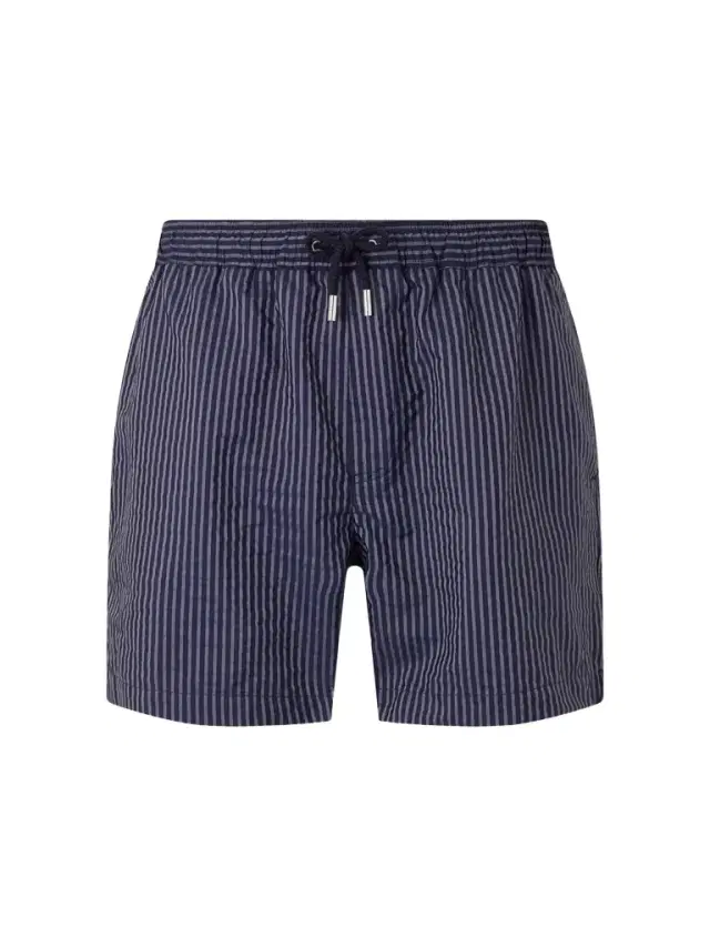 MR P. Navi Striped Straight-Leg Swim Shorts - Men