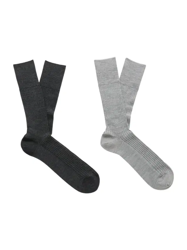 N7 Finest Two-Pack Ribbed Virgin Wool-Blend Socks - Men