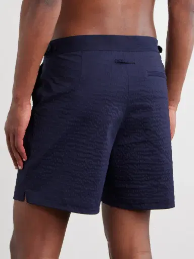MR P. Straight-Leg Mid-Length Striped Seersucker Swim Shorts - Men | Thumbnail 3