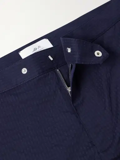 MR P. Straight-Leg Mid-Length Striped Seersucker Swim Shorts - Men | Thumbnail 4