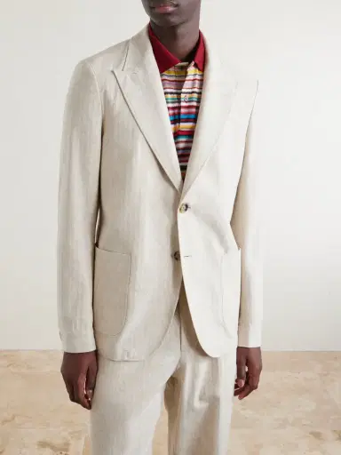 Oliver Spencer Tillman Herringbone Cotton and Linen-Blend Suit Jacket - Men | Thumbnail 3 Oliver Spencer Tillman Herringbone Cotton and Linen-Blend Suit Jacket - Men | Thumbnail 3