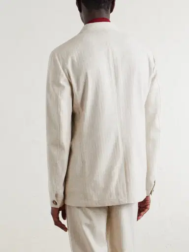 Oliver Spencer Tillman Herringbone Cotton and Linen-Blend Suit Jacket - Men | Thumbnail 4 Oliver Spencer Tillman Herringbone Cotton and Linen-Blend Suit Jacket - Men | Thumbnail 4