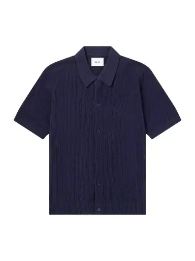 NN07 Nolan 6695 Textured-Knit Organic Cotton Shirt - Men | Thumbnail 1 NN07 Nolan 6695 Textured-Knit Organic Cotton Shirt - Men | Thumbnail 1