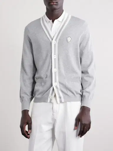 Brunello Cucinelli Logo-Appliquéd Cotton Cardigan - Men | Thumbnail 3