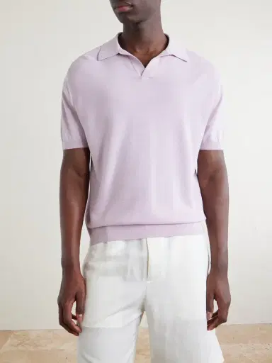 Canali Cotton and Silk-Blend Polo Shirt - Men | Thumbnail 3