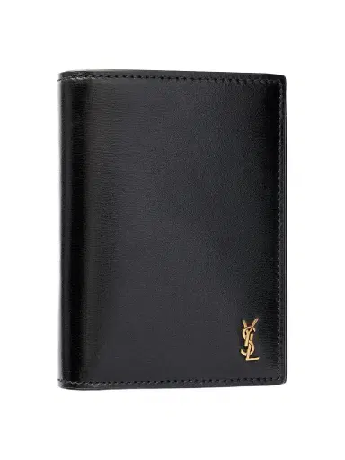 Saint Laurent Tiny Cassandre Logo-Appliquéd Leather Bifold Wallet - Men | Thumbnail 1 Saint Laurent Tiny Cassandre Logo-Appliquéd Leather Bifold Wallet - Men | Thumbnail 1