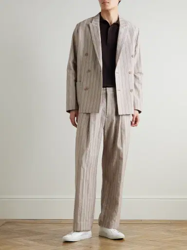 NN07 Kay 10058 Wide-Leg Pleated Herringbone Organic Cotton-Blend Suit Trousers - Men | Thumbnail 2