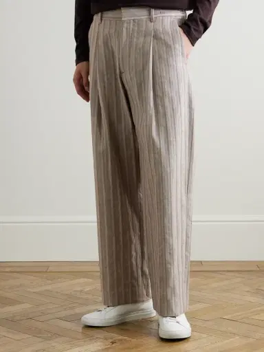 NN07 Kay 10058 Wide-Leg Pleated Herringbone Organic Cotton-Blend Suit Trousers - Men | Thumbnail 3