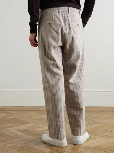 NN07 Kay 10058 Wide-Leg Pleated Herringbone Organic Cotton-Blend Suit Trousers - Men | Thumbnail 4