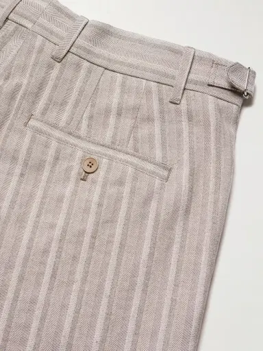 NN07 Kay 10058 Wide-Leg Pleated Herringbone Organic Cotton-Blend Suit Trousers - Men | Thumbnail 5