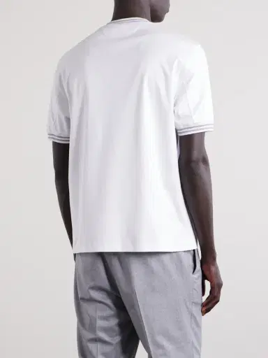 Brunello Cucinelli Logo-Appliquéd Cotton-Jersey Tennis Shirt - Men | Thumbnail 4 Brunello Cucinelli Logo-Appliquéd Cotton-Jersey Tennis Shirt - Men | Thumbnail 4