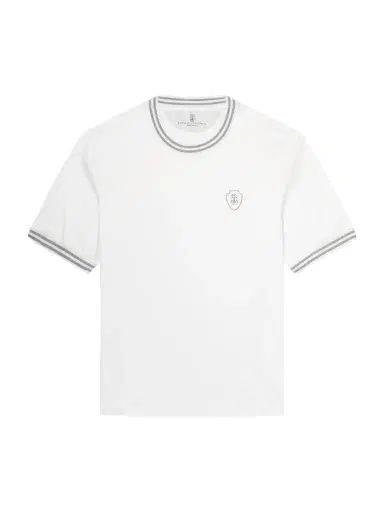 Brunello Cucinelli Logo-Appliquéd Cotton-Jersey Tennis Shirt - Men | Thumbnail 1 Brunello Cucinelli Logo-Appliquéd Cotton-Jersey Tennis Shirt - Men | Thumbnail 1