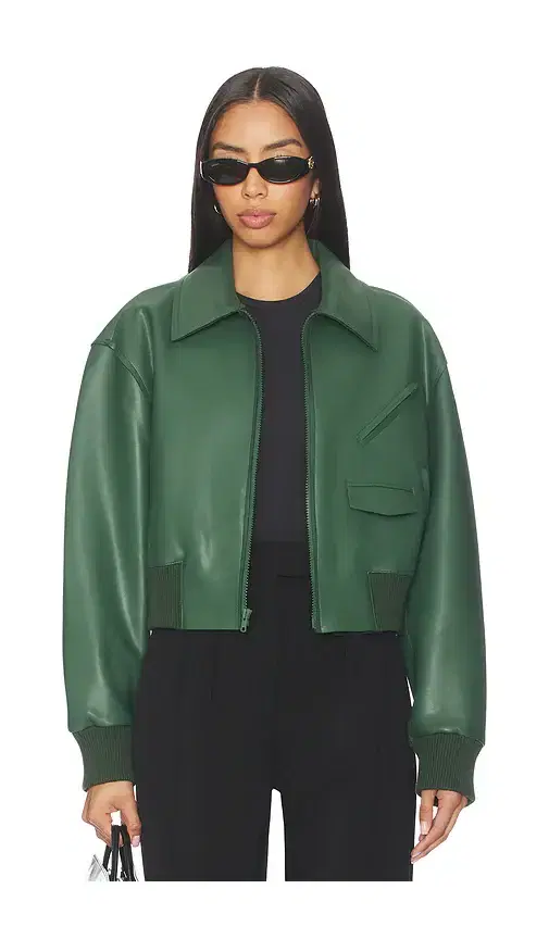 Norma Kamali Mens Zip Front Classic Cropped Jacket