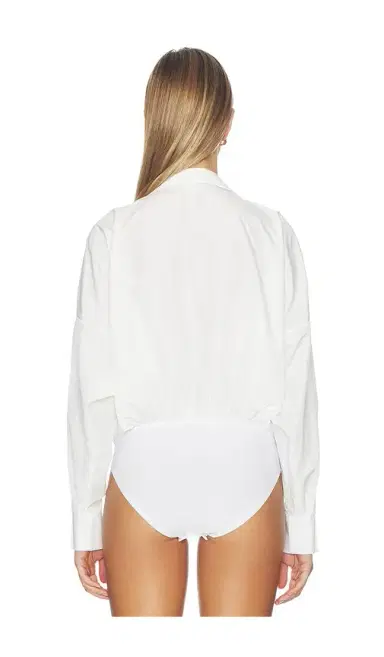 Norma Kamali Super Oversized Boyfriend Shirt Bodysuit | Thumbnail 4