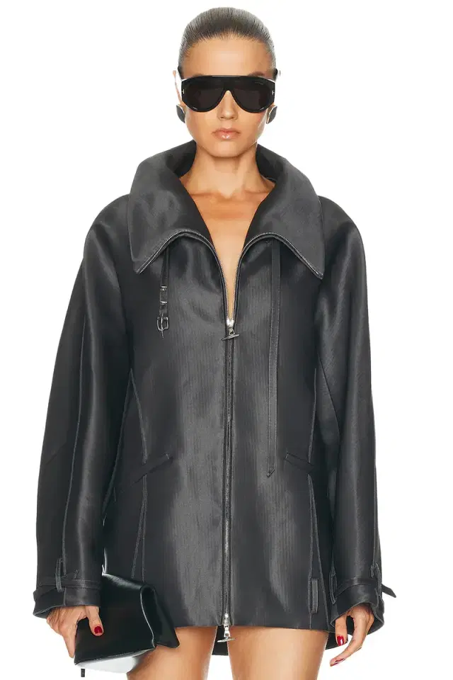Grace Ling Belted Collar Cocoon Wool Silk Coat