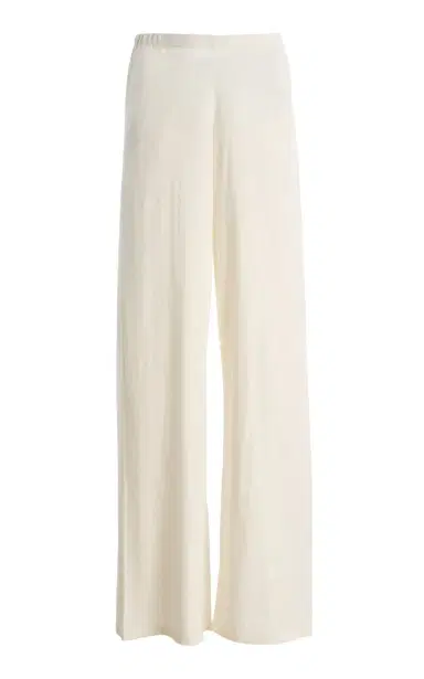 ÉTERNE Low-Waist Cotton-Linen Flared Pants | Thumbnail 5
