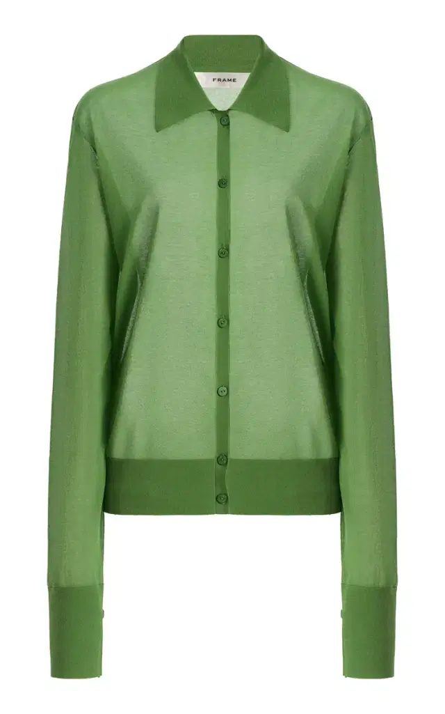 FRAME The Collared Cotton-Blend Cardigan