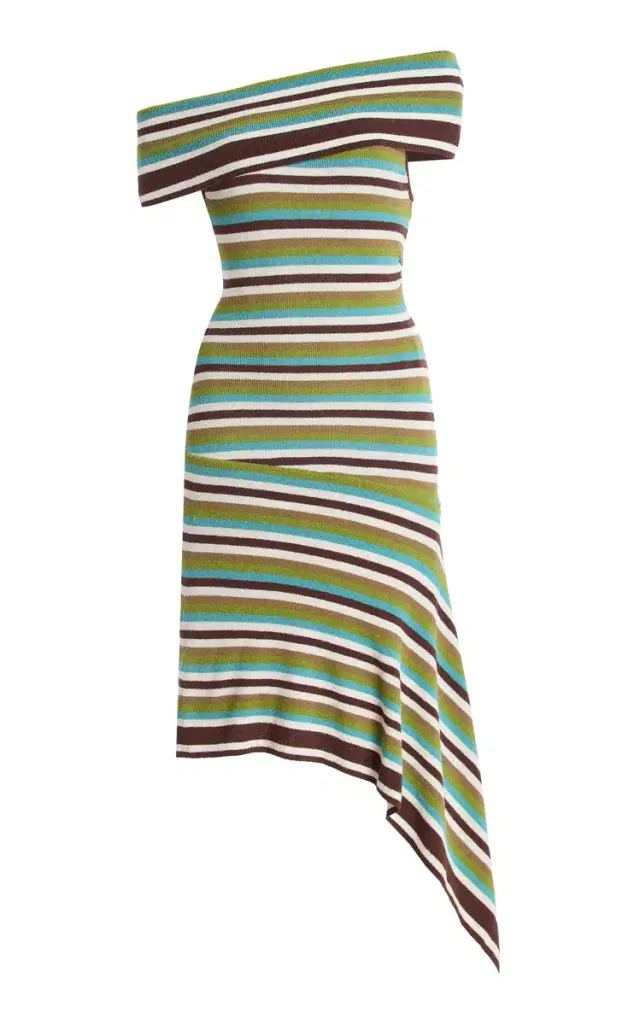 Christopher Esber Extension-Drape Striped Cotton-Blend Knit Mini Dress