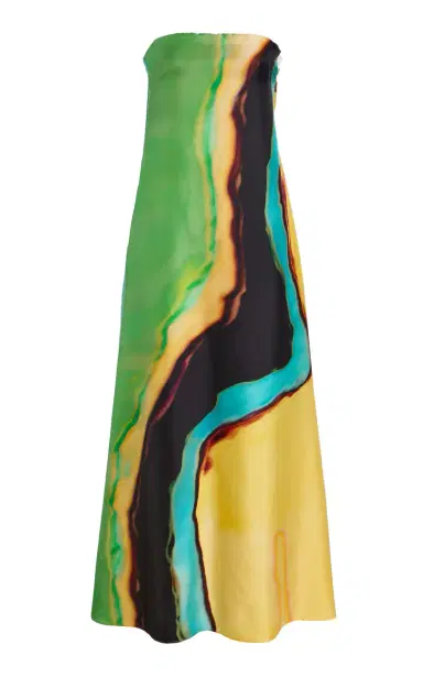Christopher Esber Aura Strapless Silk Midi Dress | Thumbnail 1