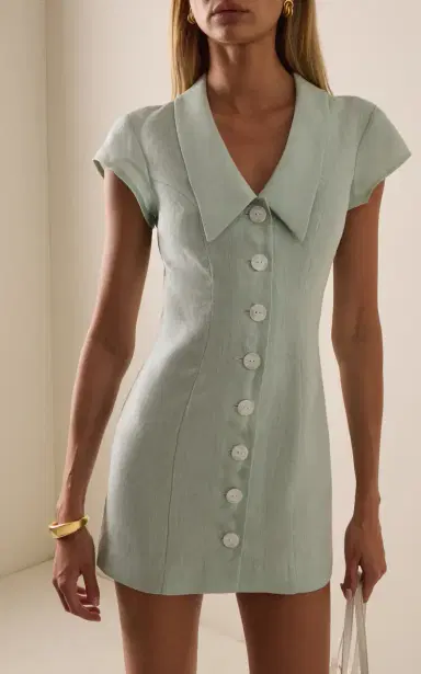 Matthew Bruch Collared Linen Mini Dress | Thumbnail 3 Matthew Bruch Collared Linen Mini Dress | Thumbnail 3