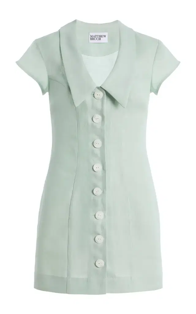 Matthew Bruch Collared Linen Mini Dress