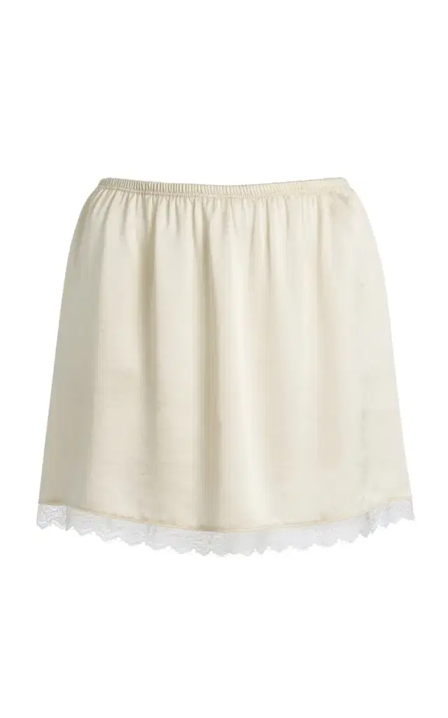 Leset Barb Lace-Trimmed Satin Mini Skirt