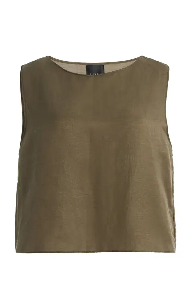 Leset Daniel Cropped Linen-Blend Top