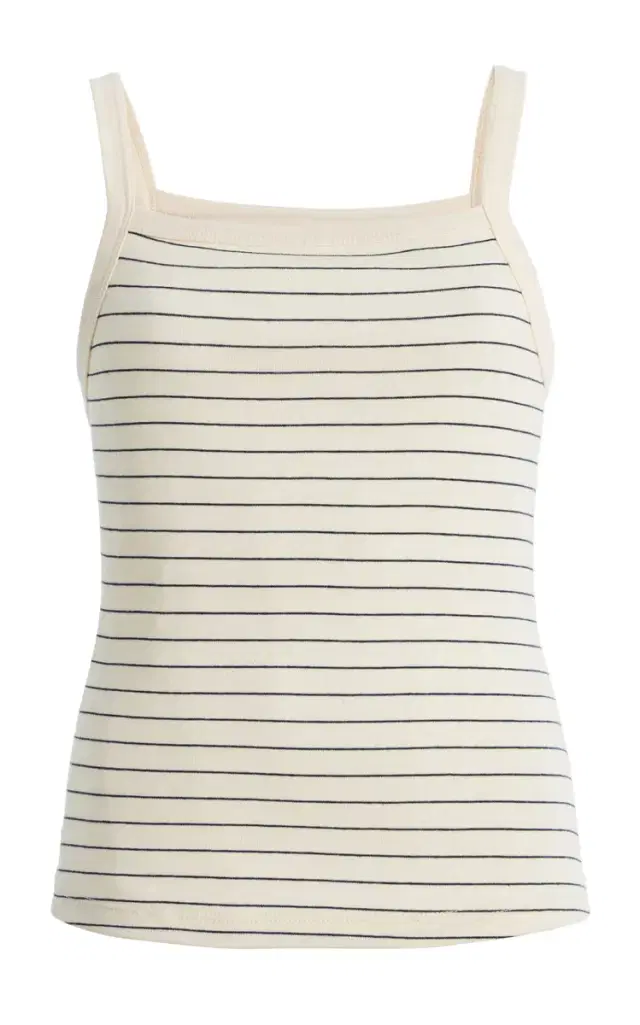 Leset Nando Square-Neck Striped Cotton Tank Top
