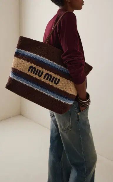 Miu Miu Raffia-Effect Woven Tote Bag | Thumbnail 5 Miu Miu Raffia-Effect Woven Tote Bag | Thumbnail 5