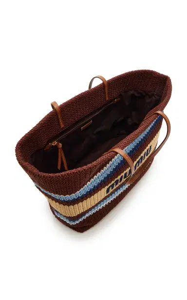 Miu Miu Raffia-Effect Woven Tote Bag | Thumbnail 8 Miu Miu Raffia-Effect Woven Tote Bag | Thumbnail 8