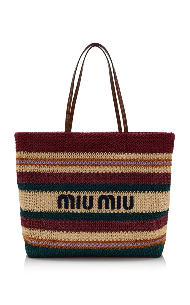 Miu Miu Raffia-Effect Woven Tote Bag
