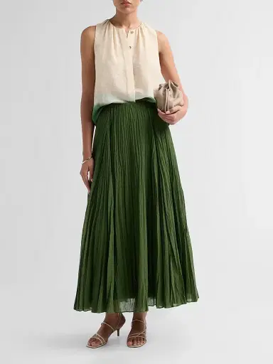 Vince Women's Crinkled Cotton-Blend Maxi Skirt - Herb - Size XXS | Thumbnail 2 Vince Women's Crinkled Cotton-Blend Maxi Skirt - Herb - Size XXS | Thumbnail 2