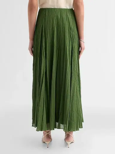 Vince Women's Crinkled Cotton-Blend Maxi Skirt - Herb - Size XXS | Thumbnail 3 Vince Women's Crinkled Cotton-Blend Maxi Skirt - Herb - Size XXS | Thumbnail 3
