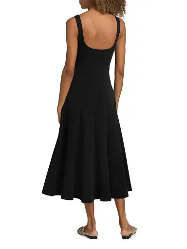 Vince Women's Square Neck Seamed Midi-Dress - Black - Size XXS | Thumbnail 5 Vince Women's Square Neck Seamed Midi-Dress - Black - Size XXS | Thumbnail 5