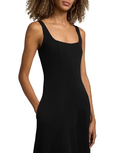 Vince Women's Square Neck Seamed Midi-Dress - Black - Size XXS | Thumbnail 6 Vince Women's Square Neck Seamed Midi-Dress - Black - Size XXS | Thumbnail 6