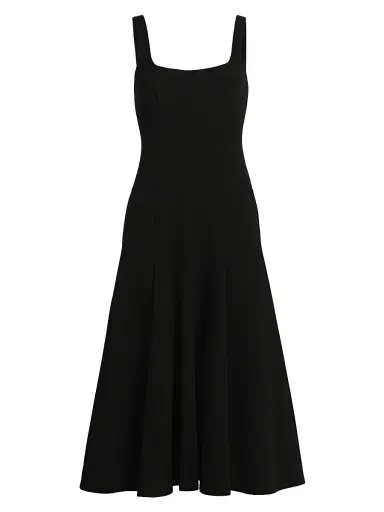 Vince Women's Square Neck Seamed Midi-Dress - Black - Size XXS | Thumbnail 1 Vince Women's Square Neck Seamed Midi-Dress - Black - Size XXS | Thumbnail 1