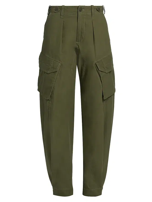 R13 Women's Barrel Cotton Cargo Pants - Olive Green