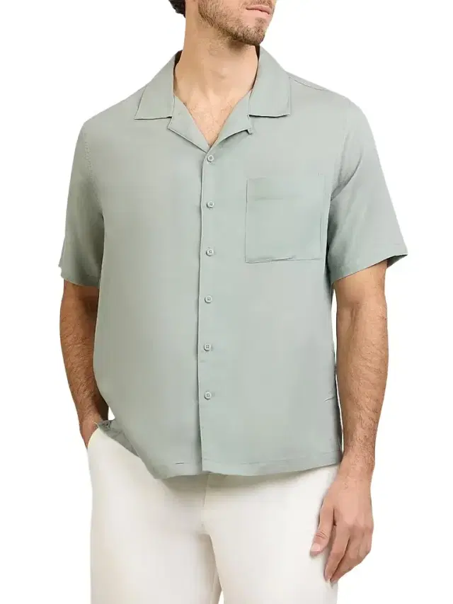 Men's Air Linen-Blend Camp Shirt - Elm