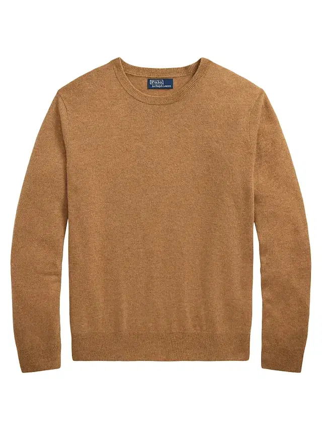 Polo Ralph Lauren Men's Washable Cashmere Crewneck Sweater - Brown Sugar Melange