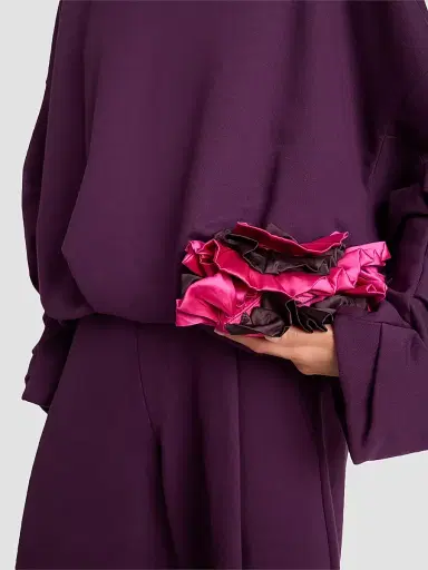 Dries Van Noten Women's Small Ruffled Satin Clutch | Thumbnail 2
