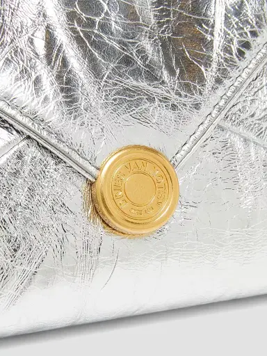 Dries Van Noten Women's Crinkled-Effect Leather Envelope Clutch - Silver | Thumbnail 6